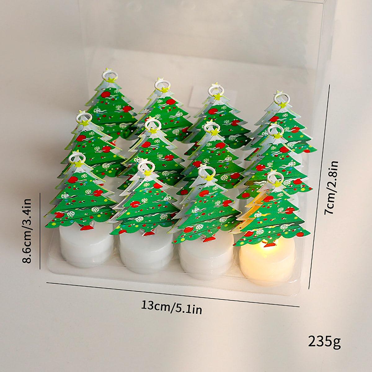 LED-ljus med julfigurer – tomte, snögubbe och gran